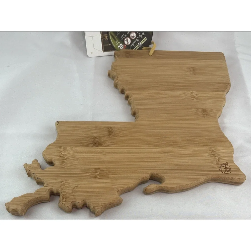 NWT Totally Bamboo Destination Louisiana State Shaped Serving Cutting Board